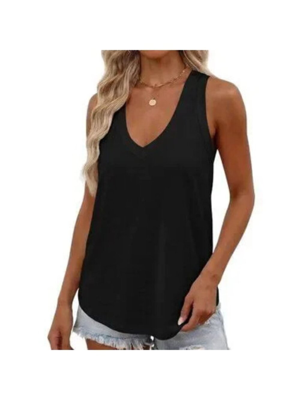 Deep V Neck Summer Tank Top Loose Flowy